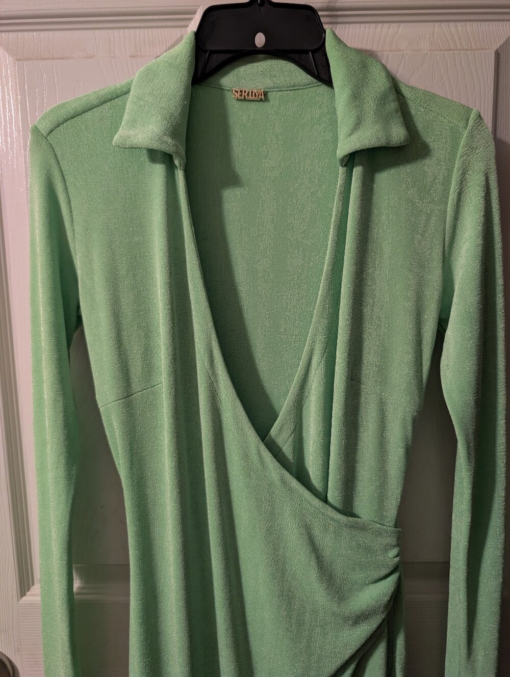 SER.O.YA Mint Green Open Front Knit Top